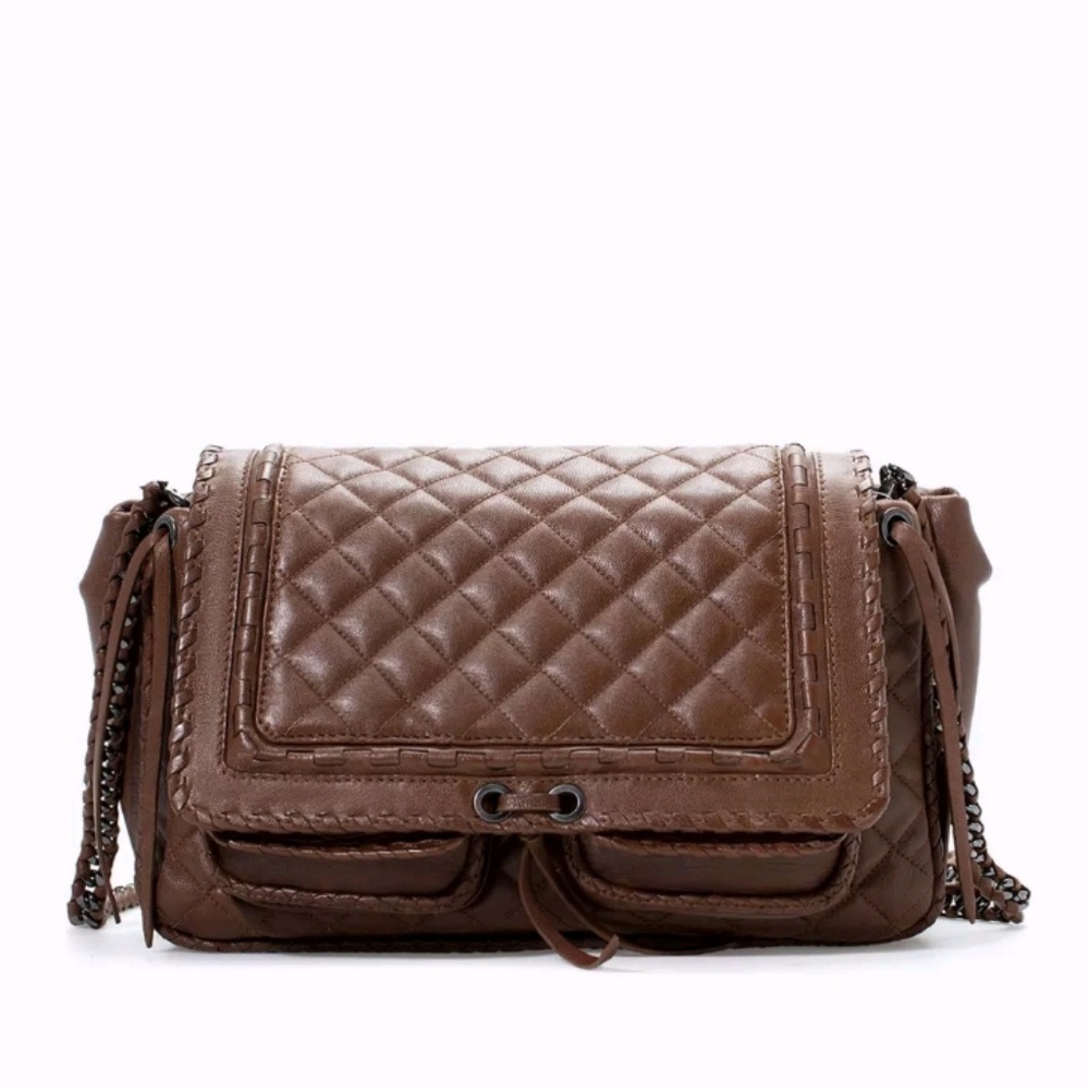 New Zara Quilted Leather City Bag Purse